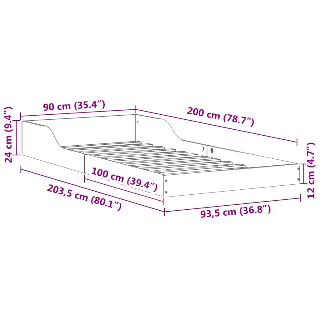Sengestel Hvid 90 X 200 Cm Massivt Fyrretræ - Billede 10