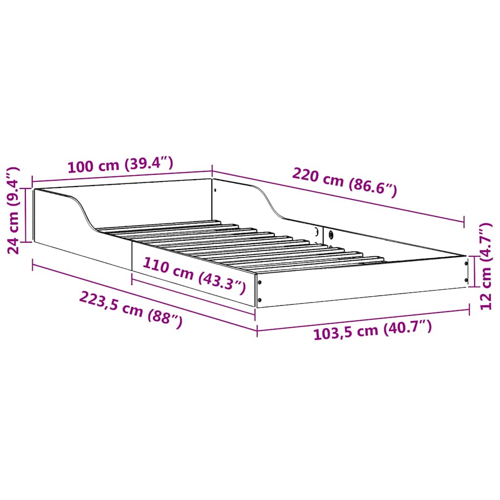 Sengestel Gyldenbrun 100 X 220 Cm Massivt Fyrretræ - Billede 10