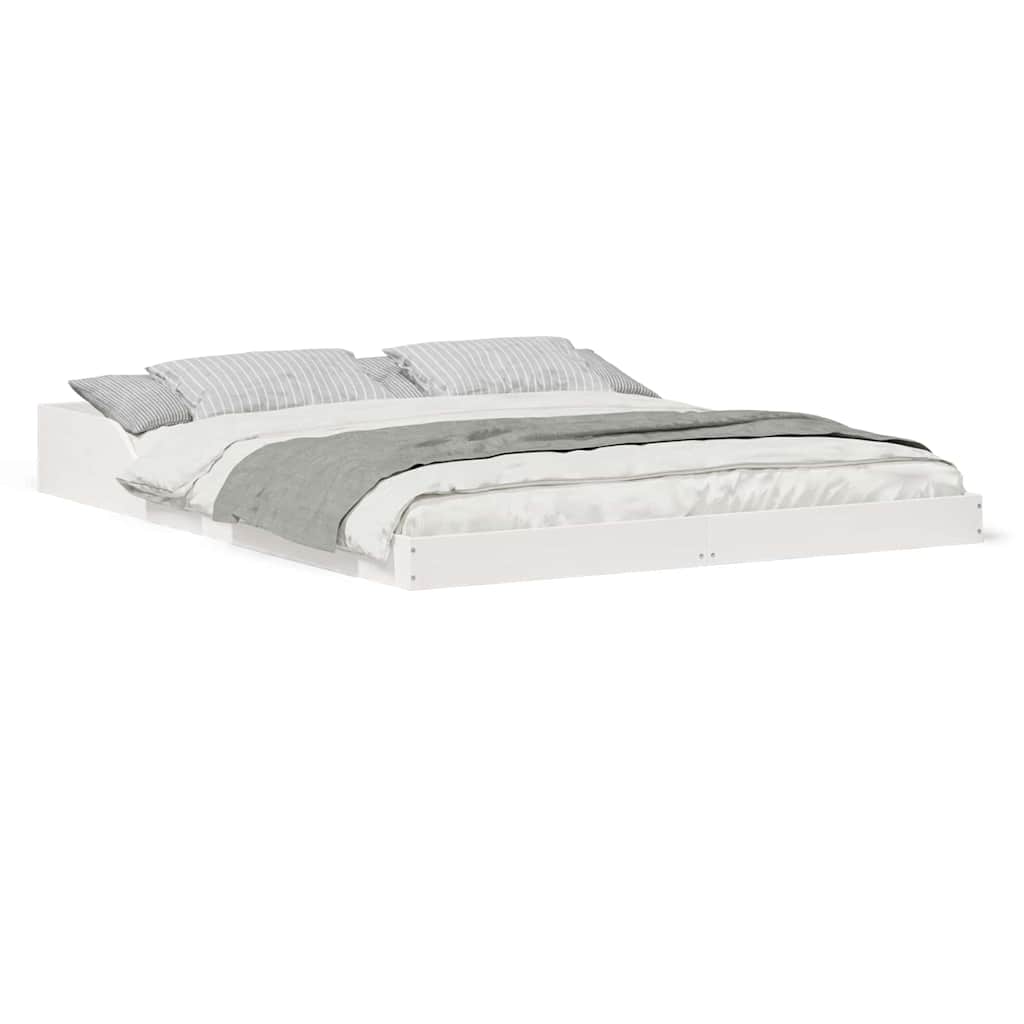 Sengestel Hvid 140 220 Cm Massivt Fyrretræ - Billede 4