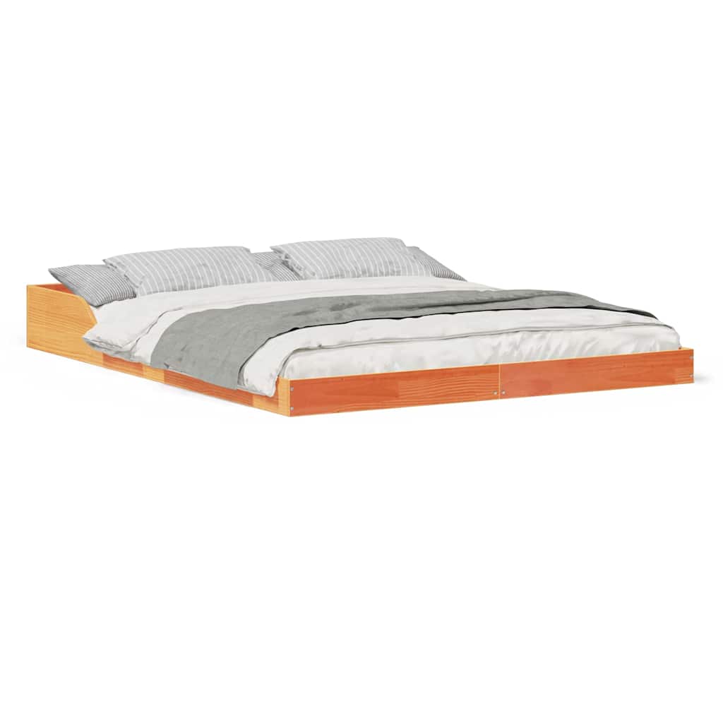 Sengestel Gyldenbrun 140 X 220 Cm Massivt Fyrretræ - Billede 3