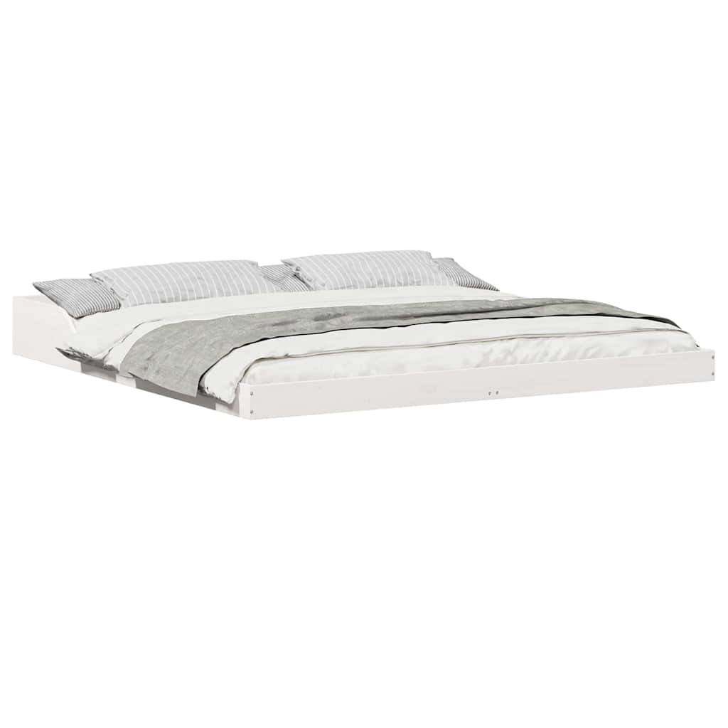 Sengestel Hvid 200 220 Cm Massivt Fyrretræ - Billede 3