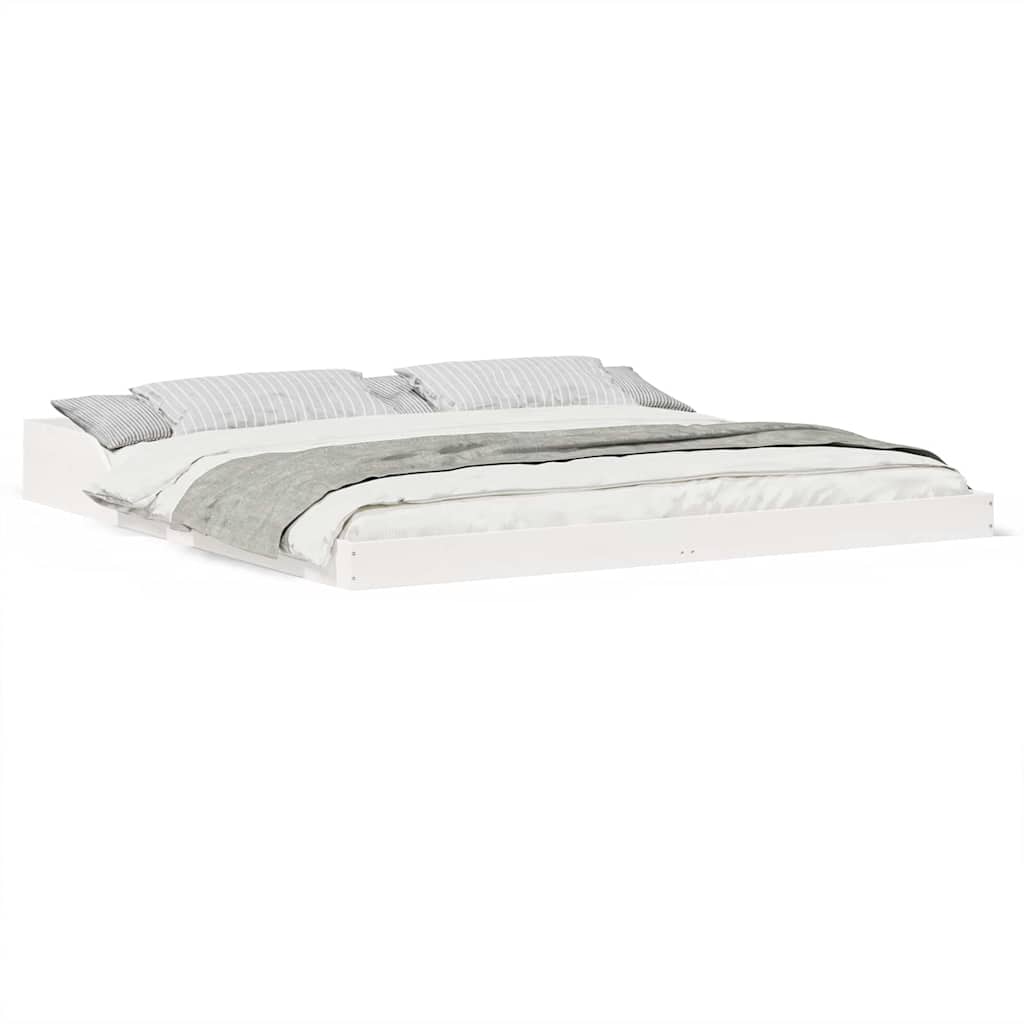 Sengestel Hvid 200 220 Cm Massivt Fyrretræ - Billede 4