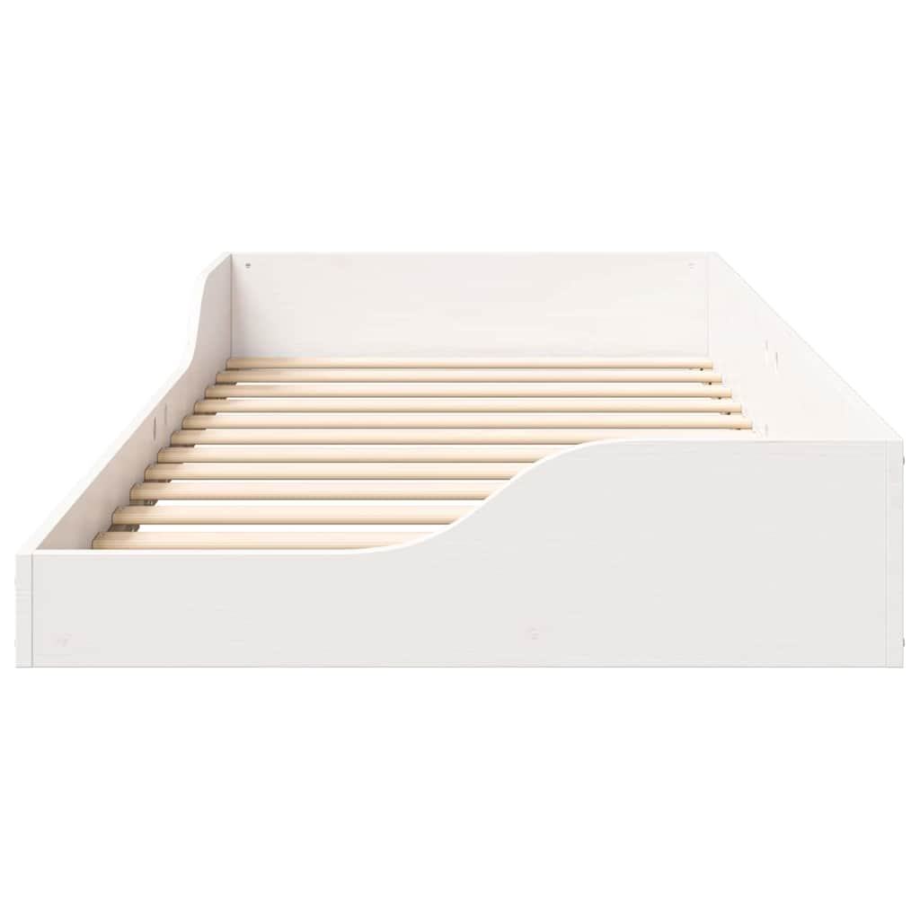 Gulv Seng Ramme Hvid 100 X 200 Cm Massivt Fyrretræ - Billede 5