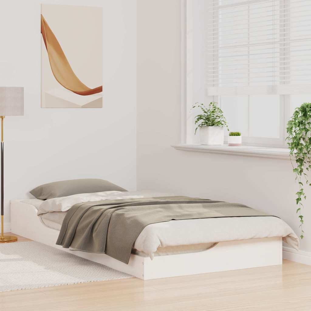 Gulv Seng Ramme Hvid 90 200 Cm Massivt Fyrretræ - Billede 5