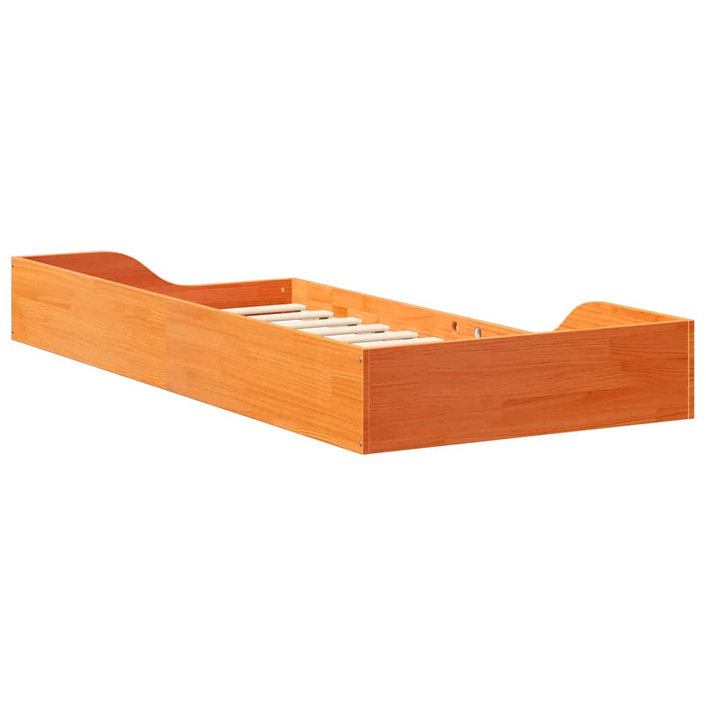 Gulv Seng Ramme Gyldenbrun 90 X 200 Cm Massivt Fyrretræ - Billede 7