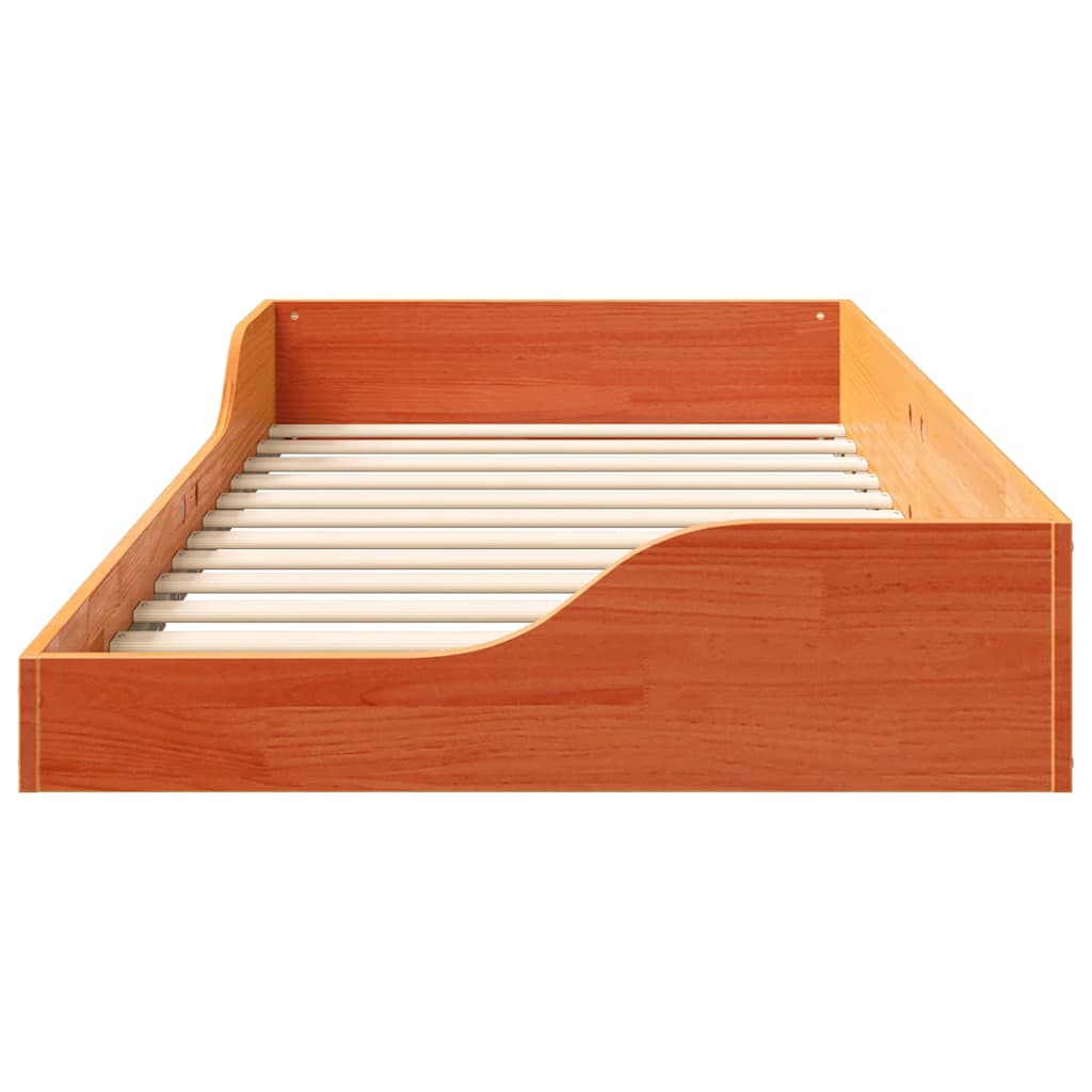 Gulv Seng Ramme Gyldenbrun 90 X 200 Cm Massivt Fyrretræ - Billede 5