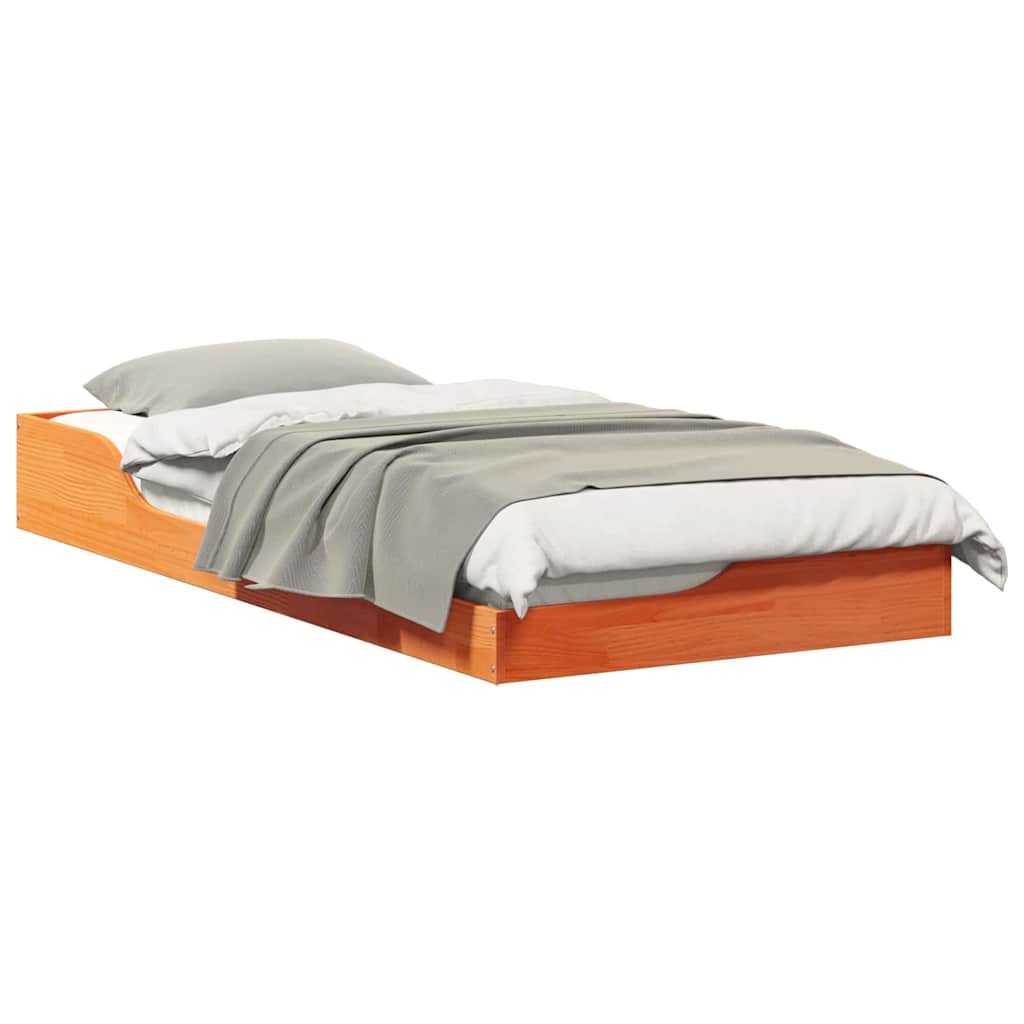 Gulv Seng Ramme Gyldenbrun 90 X 200 Cm Massivt Fyrretræ - Billede 3