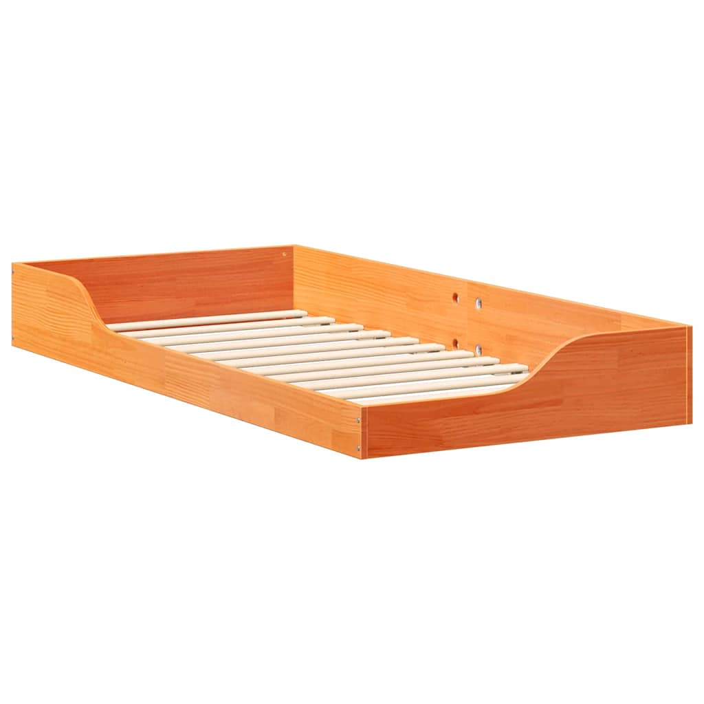 Gulv Seng Ramme Gyldenbrun 80 X 200 Cm Massivt Fyrretræ - Billede 2