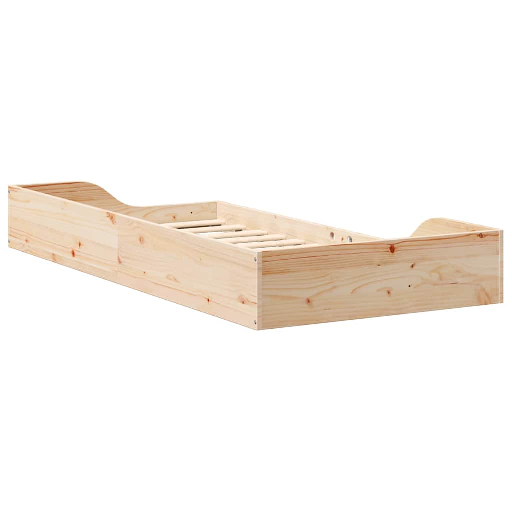 Gulv Seng Ramme Brun 90 190 Cm Massivt Fyrretræ - Billede 8