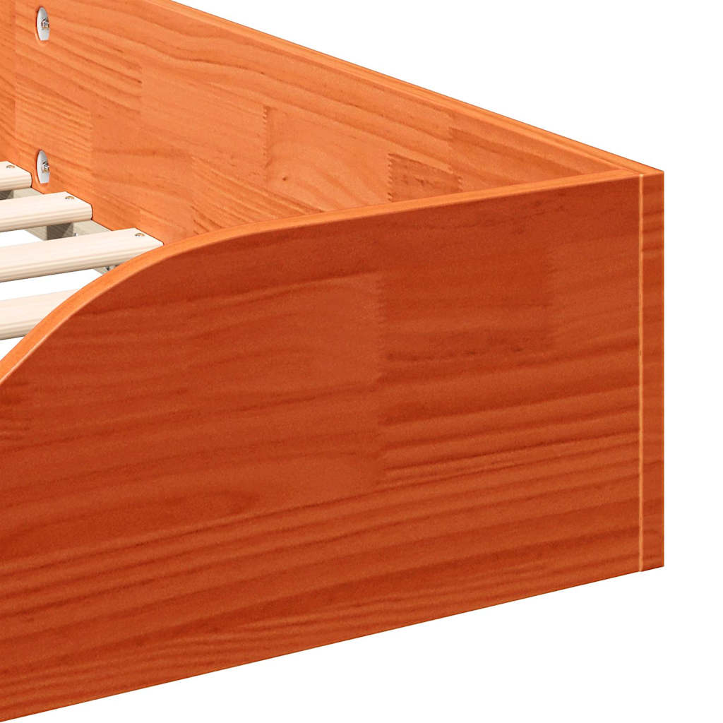 Gulv Seng Ramme Gyldenbrun 90 X 190 Cm Massivt Fyrretræ - Billede 8