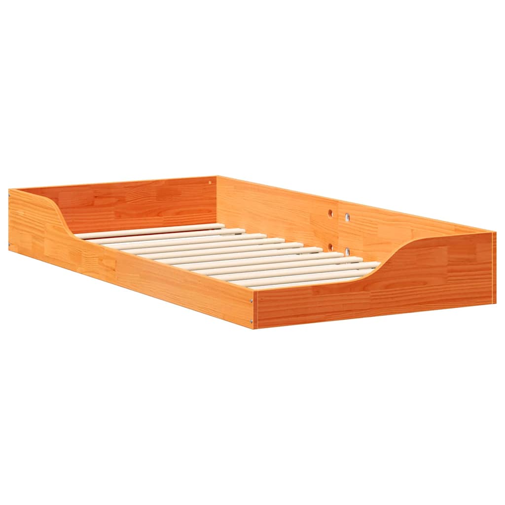 Gulv Seng Ramme Gyldenbrun 90 X 190 Cm Massivt Fyrretræ - Billede 2