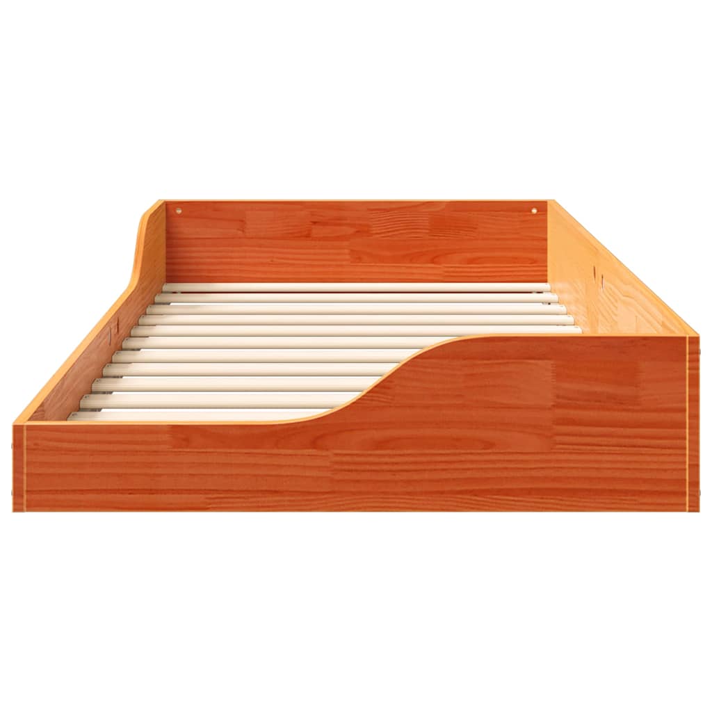 Gulv Seng Ramme Gyldenbrun 90 X 190 Cm Massivt Fyrretræ - Billede 5