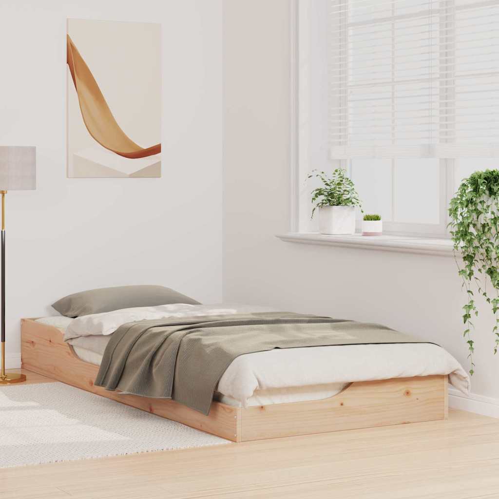 Gulv Seng Ramme Brun 80 210 Cm Massivt Fyrretræ - Billede 5
