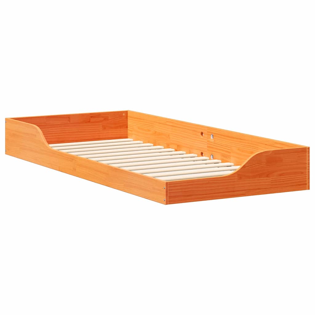 Gulv Seng Ramme Gyldenbrun 80 X 210 Cm Massivt Fyrretræ - Billede 2