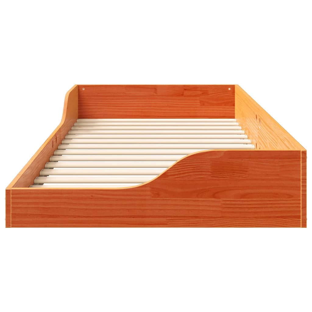 Gulv Seng Ramme Gyldenbrun 90 X 210 Cm Massivt Fyrretræ - Billede 5