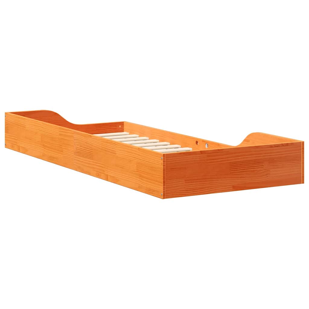 Gulv Seng Ramme Gyldenbrun 100 X 210 Cm Massivt Fyrretræ - Billede 7
