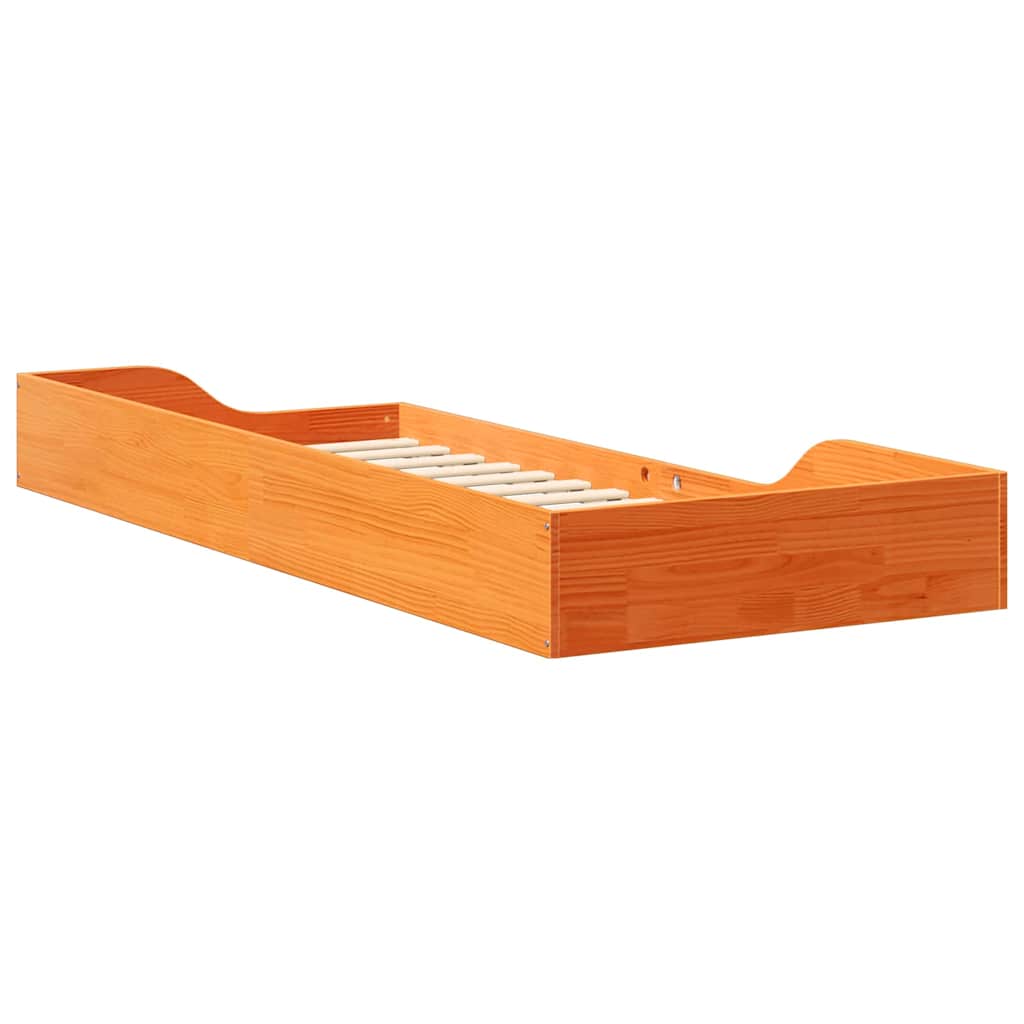 Gulv Seng Ramme Gyldenbrun 80 X 220 Cm Massivt Fyrretræ - Billede 7