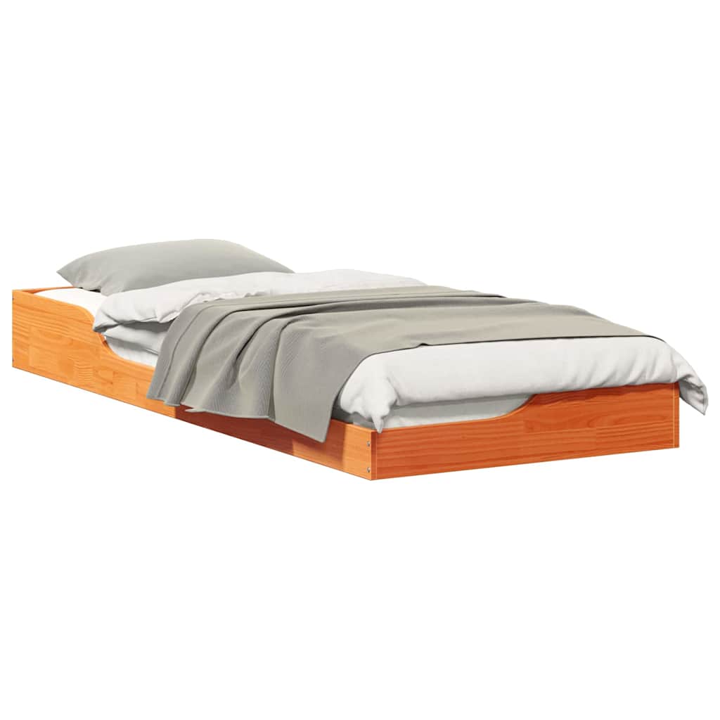 Gulv Seng Ramme Gyldenbrun 80 X 220 Cm Massivt Fyrretræ - Billede 3
