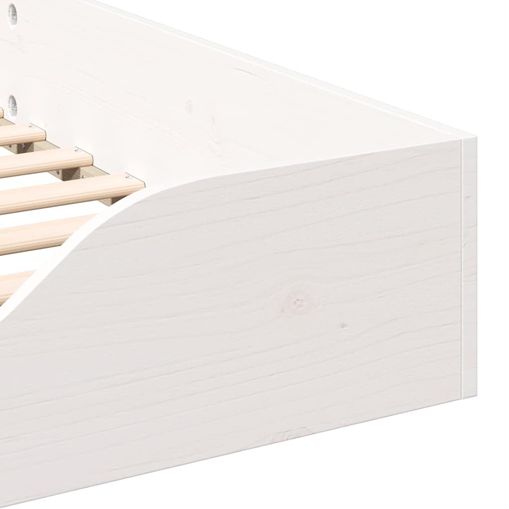 Gulv Seng Ramme Hvid 90 220 Cm Massivt Fyrretræ - Billede 9