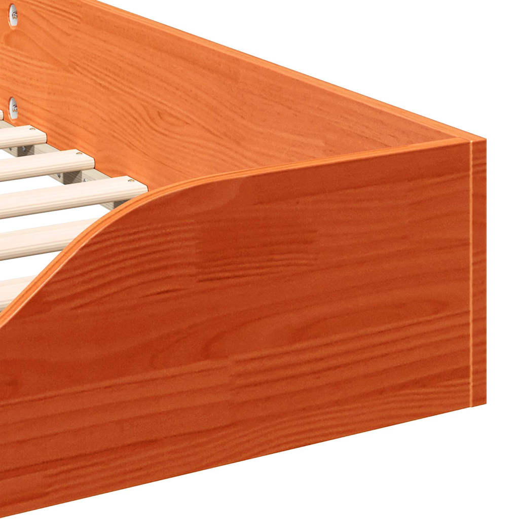 Gulv Seng Ramme Gyldenbrun 90 X 220 Cm Massivt Fyrretræ - Billede 8