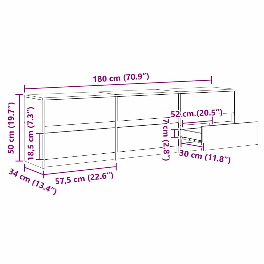 Tv-skab Brun 181 X 34 X 50 Cm - Billede 13