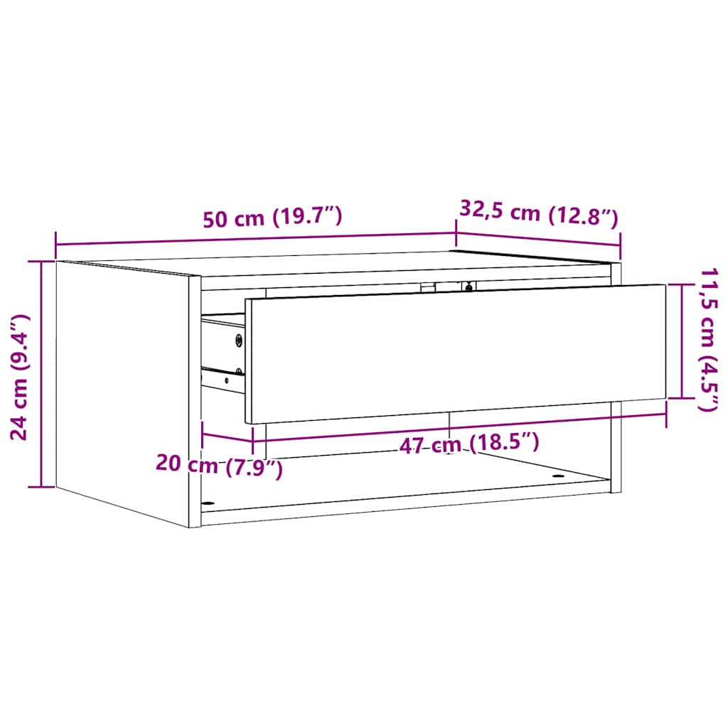 Sengebord Med Skuffe Hvid 50 X 32,5 X 24 Cm Massivt Fyrretræ - Billede 13