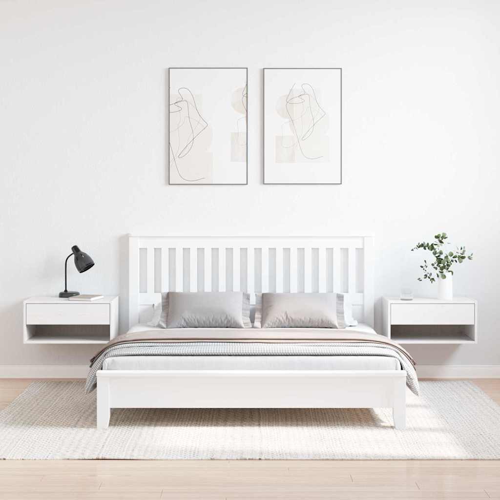 Sengebord 2 Pcs Hvid 50 X 32,5 X 24 Cm Massivt Fyrretræ - Billede 4