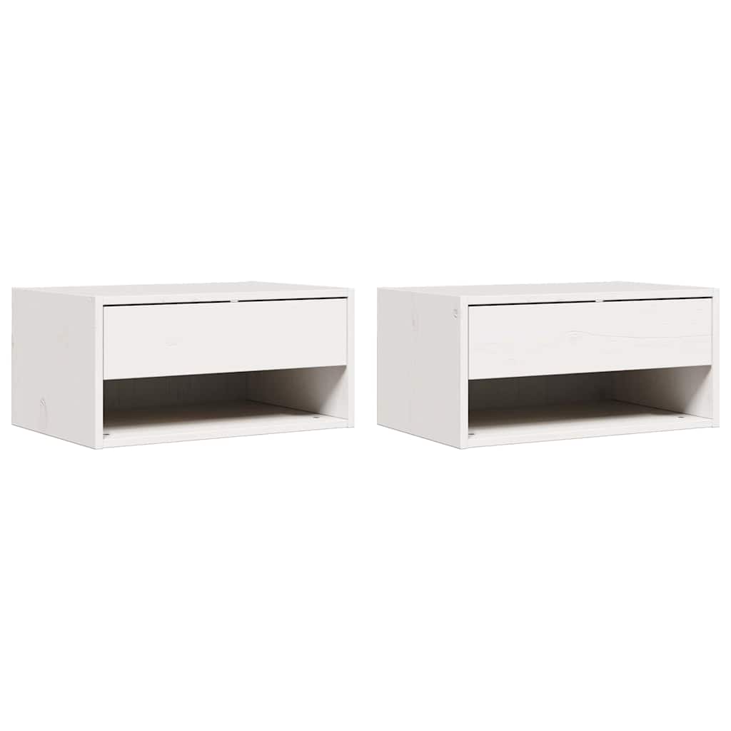 Sengebord 2 Pcs Hvid 50 X 32,5 X 24 Cm Massivt Fyrretræ - Billede 2