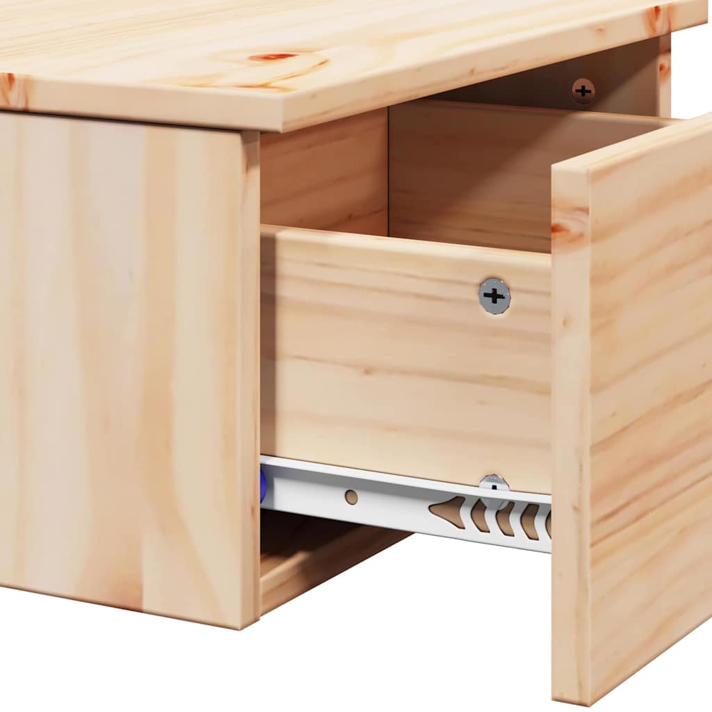 Sengebord Med Skuffe Brun 37 X 35 X 18,5 Cm Massivt Fyrretræ - Billede 10