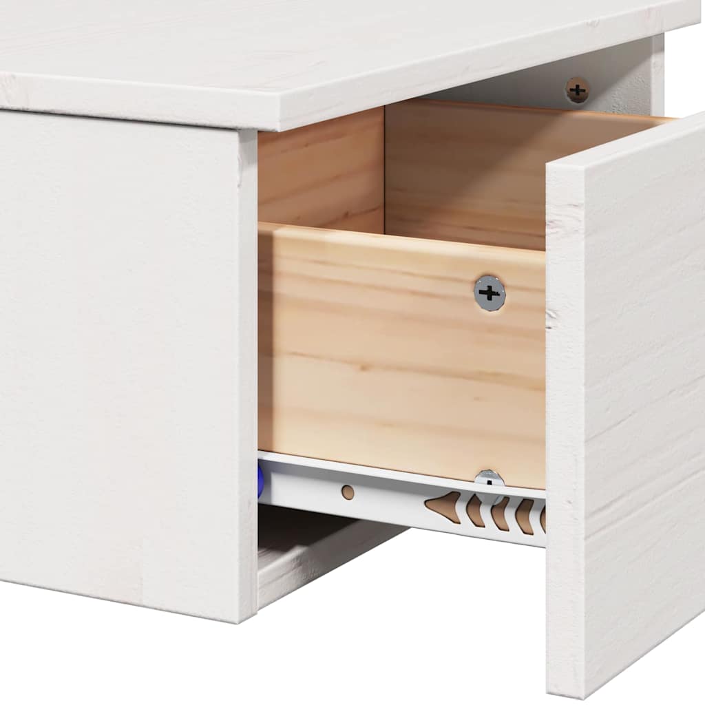 Sengebord Med Skuffe Hvid 37 X 35 X 18,5 Cm Massivt Fyrretræ - Billede 10