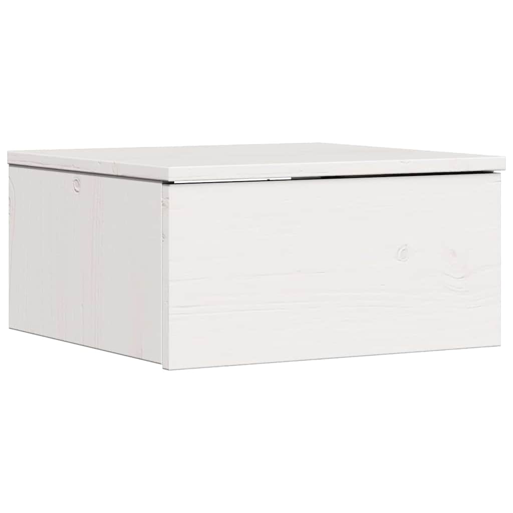 Sengebord Med Skuffe Hvid 37 X 35 X 18,5 Cm Massivt Fyrretræ - Billede 2