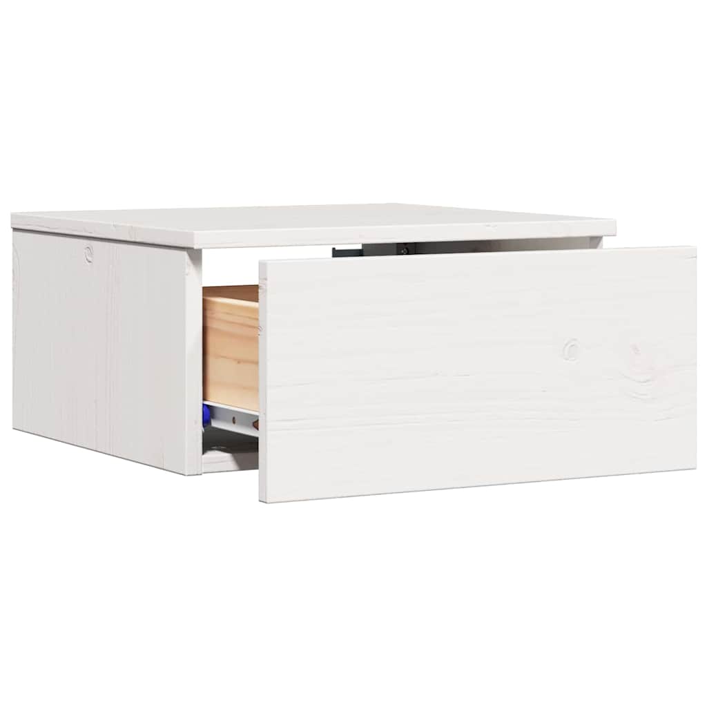 Sengebord Med Skuffe Hvid 37 X 35 X 18,5 Cm Massivt Fyrretræ - Billede 5