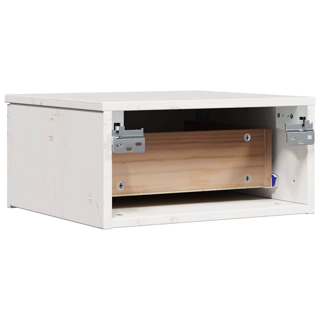 Sengebord Med Skuffe Hvid 37 X 35 X 18,5 Cm Massivt Fyrretræ - Billede 8