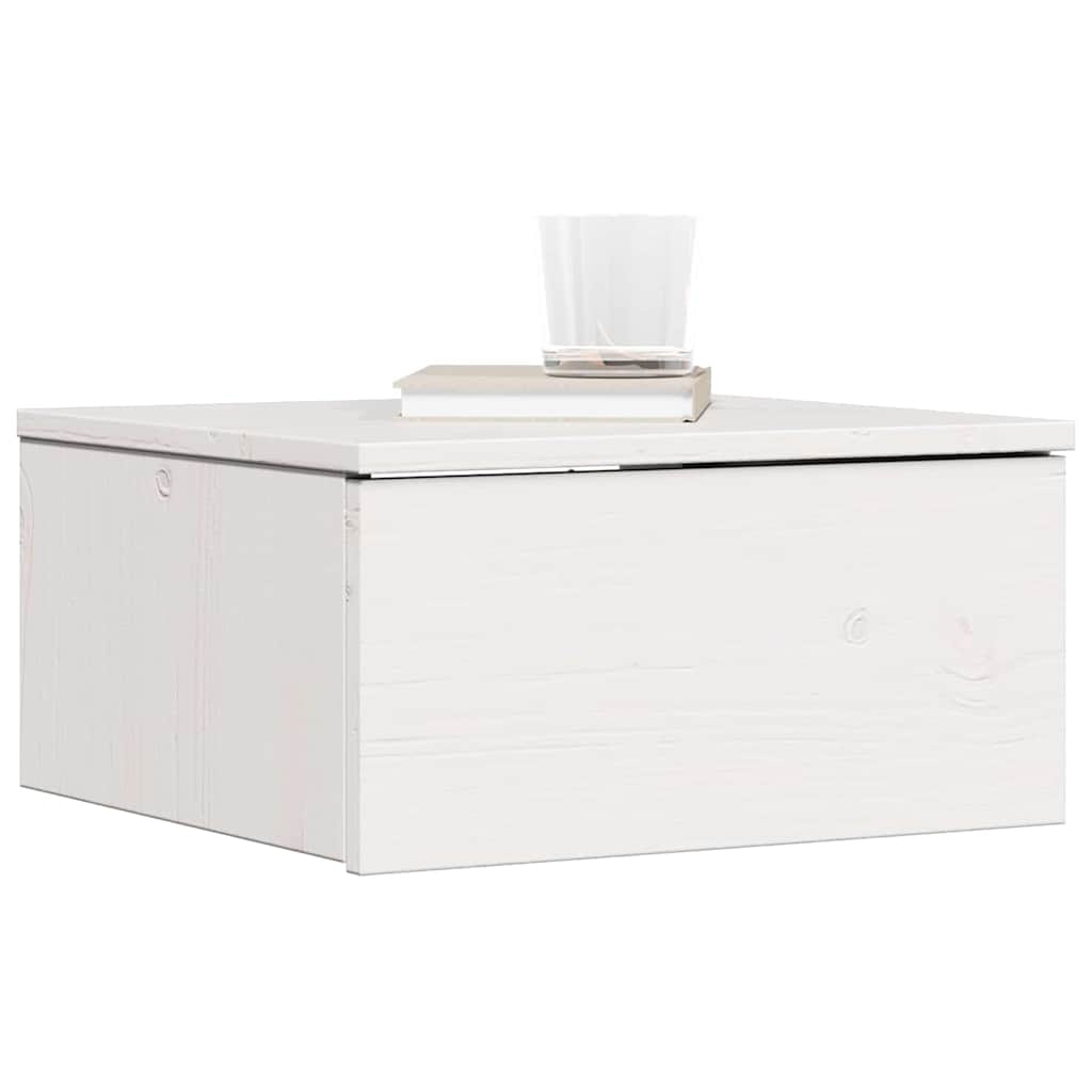 Sengebord Med Skuffe Hvid 37 X 35 X 18,5 Cm Massivt Fyrretræ - Billede 3