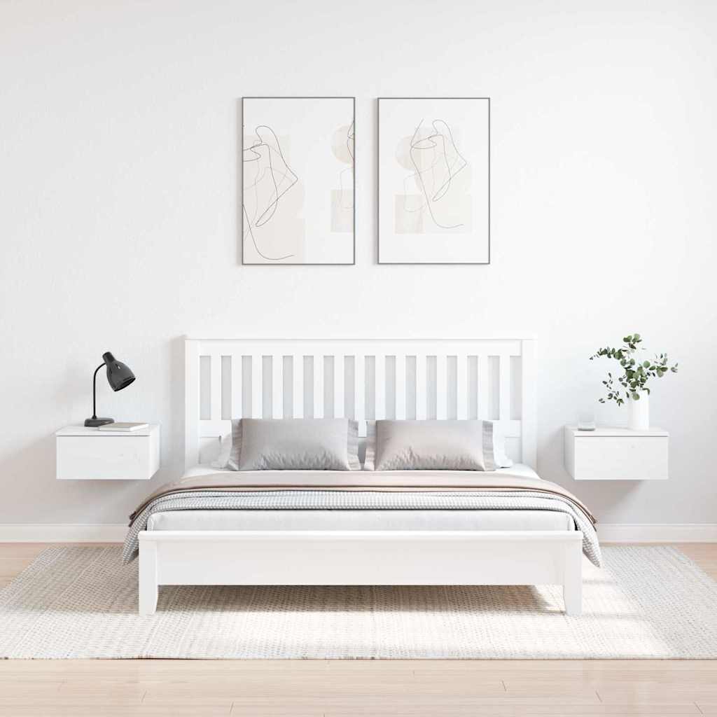 Sengebord 2 Pcs Hvid 37 X 35 X 18,5 Cm Massivt Fyrretræ - Billede 4