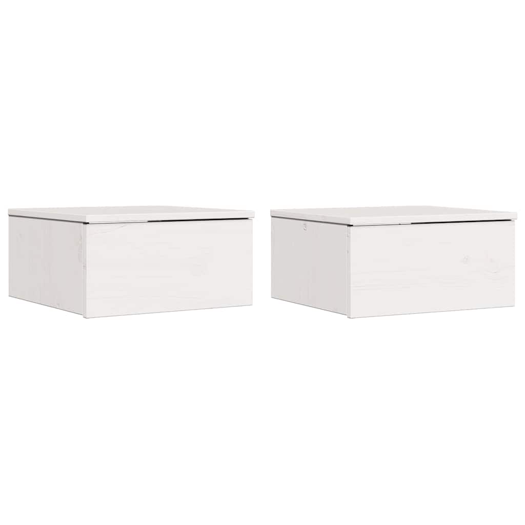 Sengebord 2 Pcs Hvid 37 X 35 X 18,5 Cm Massivt Fyrretræ - Billede 2