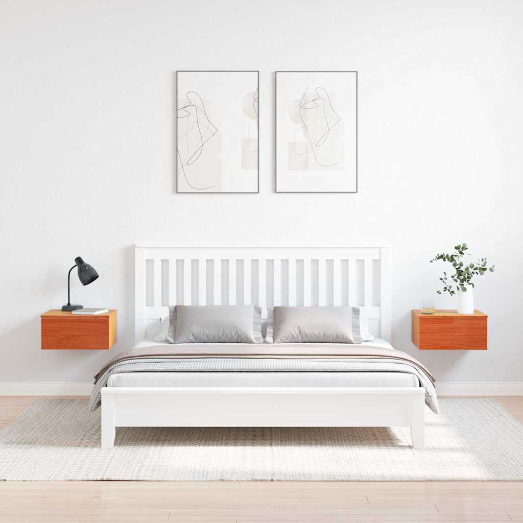 Sengebord 2 Pcs Gyldenbrun 37 X 35 X 18,5 Cm Massivt Fyrretræ - Billede 4
