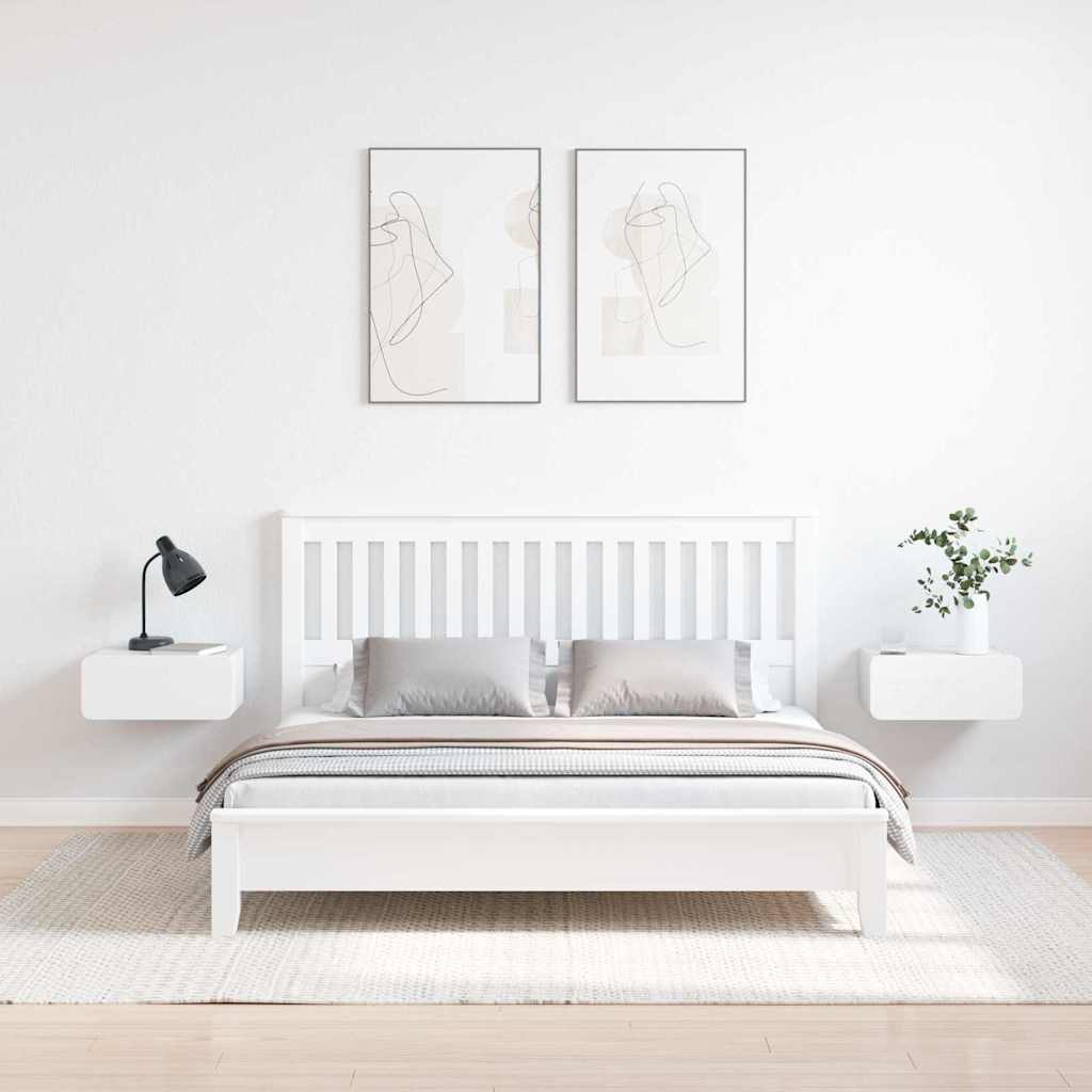 Sengebord 2 Pcs Hvid 39 X 34 X 16.5 Cm Massivt Fyrretræ - Billede 4