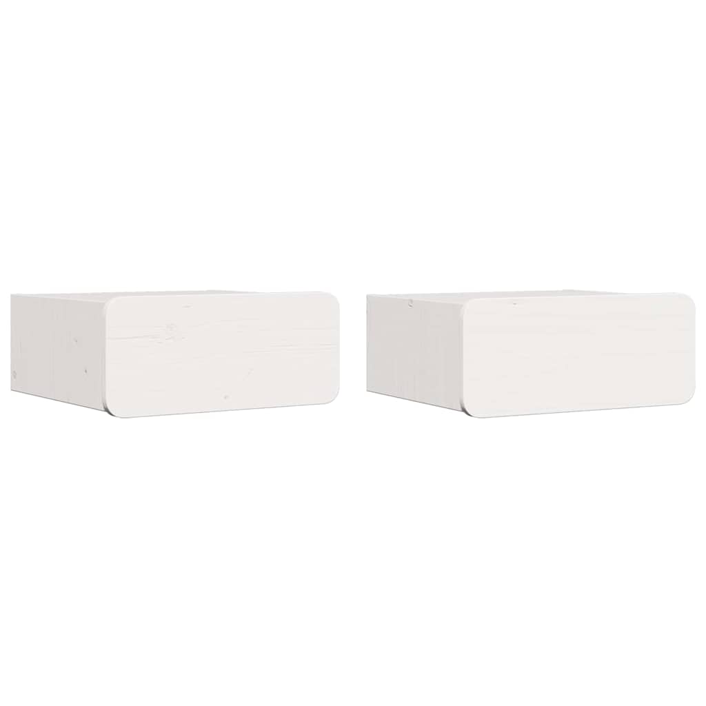 Sengebord 2 Pcs Hvid 39 X 34 X 16.5 Cm Massivt Fyrretræ - Billede 2
