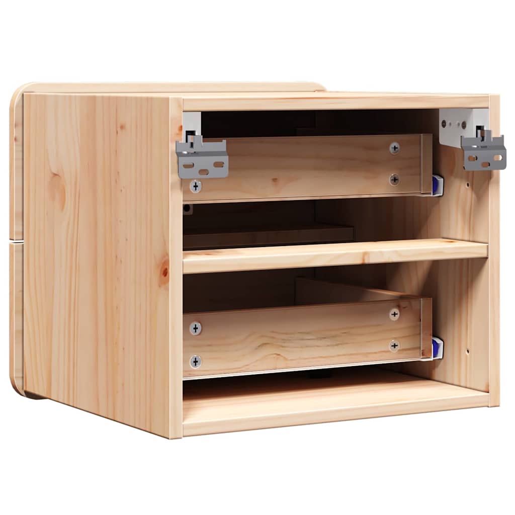 Sengebord Med Skuffe Brun 39 X 34 X 33 Cm Massivt Fyrretræ - Billede 8