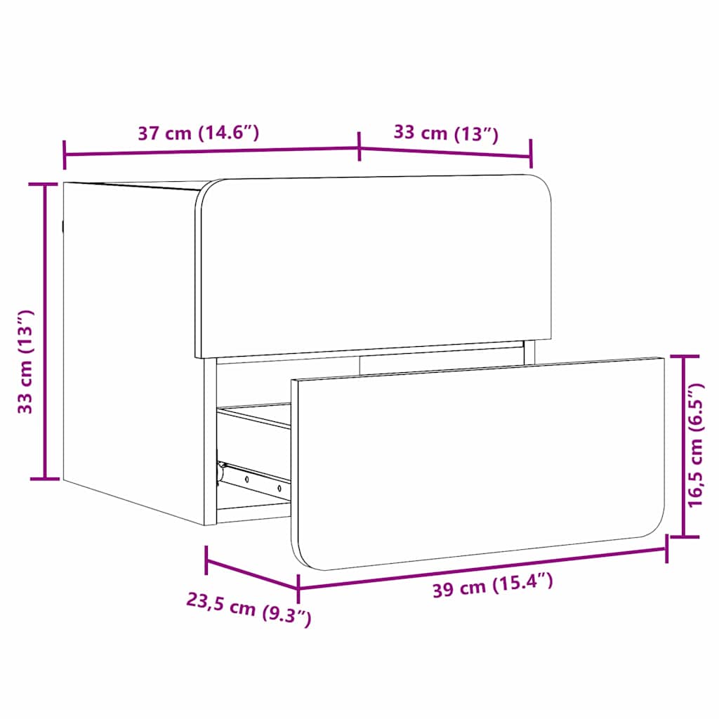 Sengebord Med Skuffe Brun 39 X 34 X 33 Cm Massivt Fyrretræ - Billede 13