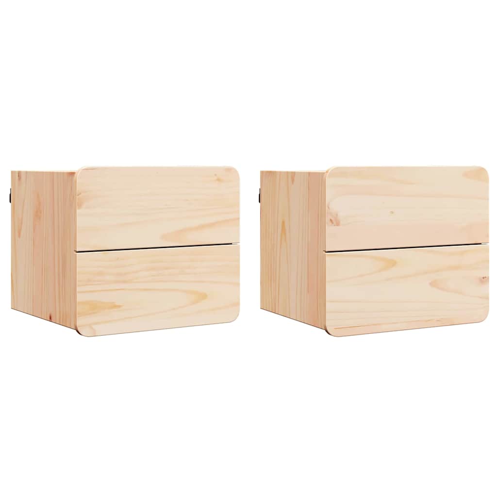 Sengebord 2 Pcs Brun 39 X 34 X 33 Cm Massivt Fyrretræ - Billede 2
