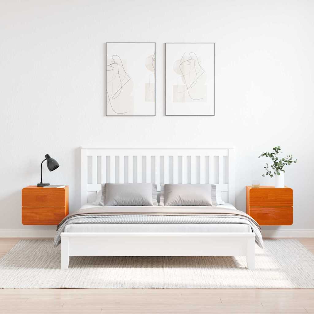 Sengebord 2 Pcs Brun 39 X 34 X 33 Cm Massivt Fyrretræ - Billede 4