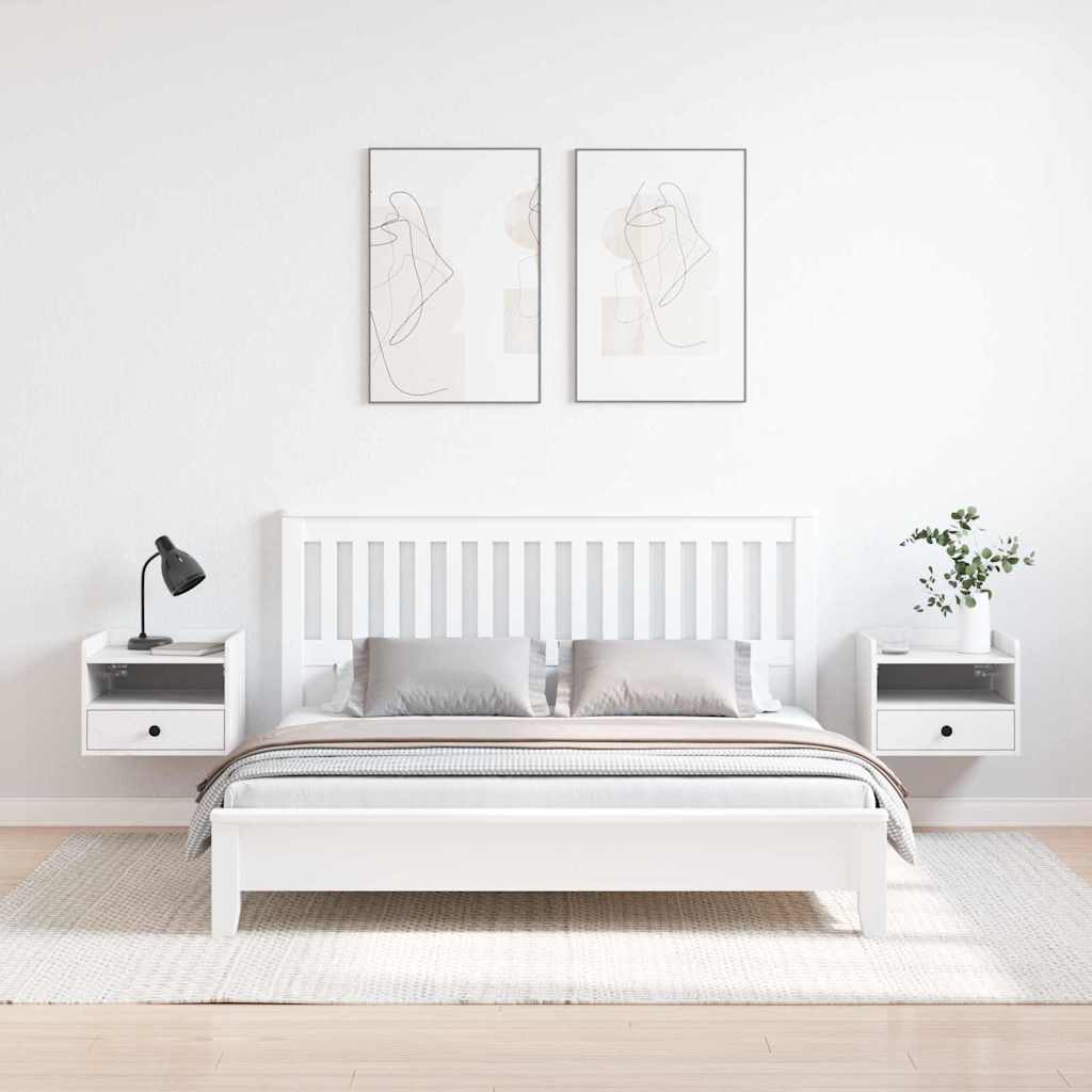 Sengebord 2 Pcs Hvid 38 X 36 X 29.5 Cm Massivt Fyrretræ - Billede 4