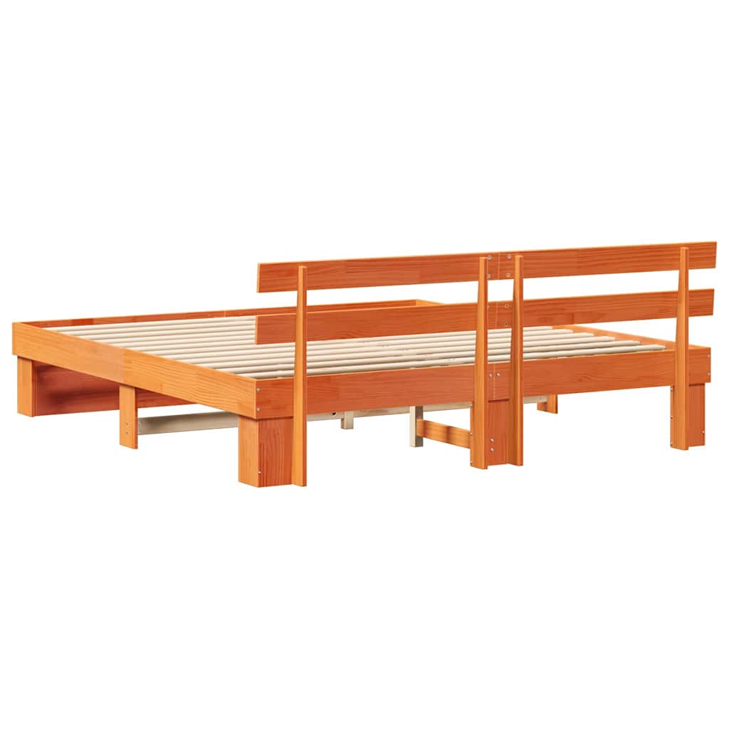 Sengestel Med Hovedgærde Brun 180 X 200 Cm Massivt Fyrretræ - Billede 7
