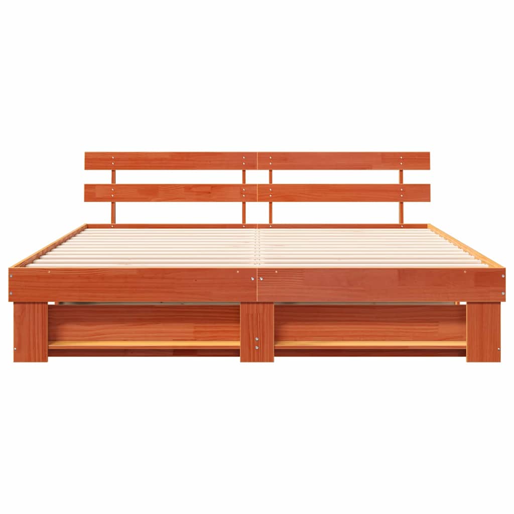 Sengestel Med Hovedgærde Brun 180 X 200 Cm Massivt Fyrretræ - Billede 5