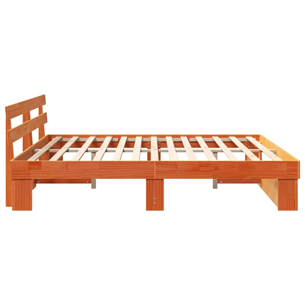 Sengestel Med Hovedgærde Brun 180 X 200 Cm Massivt Fyrretræ - Billede 6