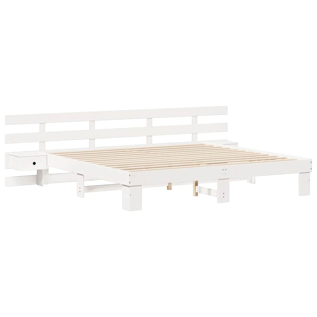 Sengestel Med Skuffe Hvid 200 X 200 Cm Træ - Billede 2