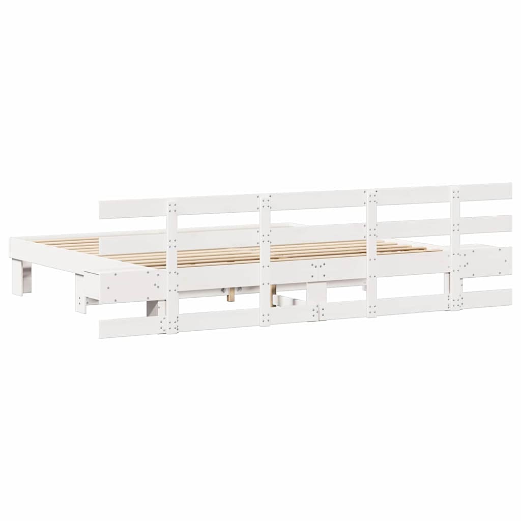Sengestel Med Skuffe Hvid 200 X 200 Cm Træ - Billede 7