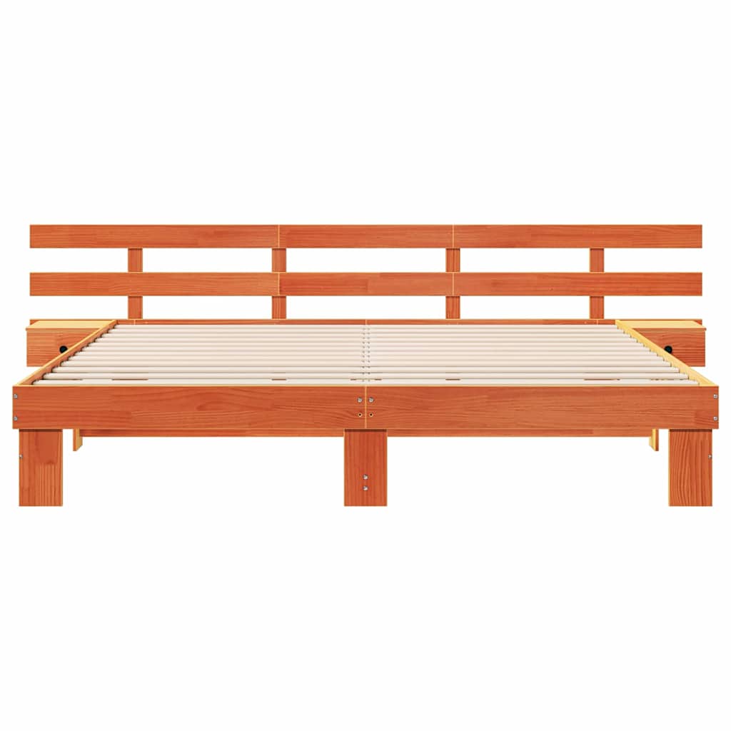 Sengestel Med Skuffe Brun 200 X 200 Cm Massivt Fyrretræ - Billede 5